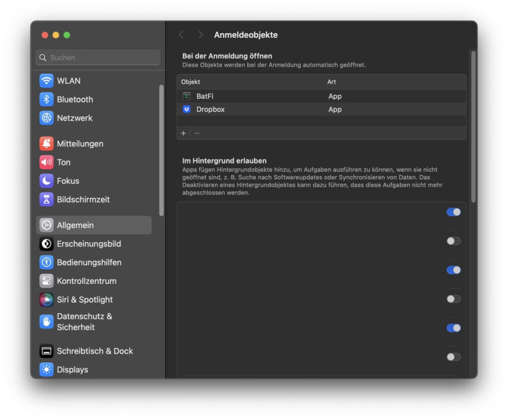 Trotzdem ich Magnet immer wieder zur Liste hinzufüge, verschwindet die App nach jedem Neustart des Mac wieder aus diesem Verzeichnis. Auch wenn ich entsprechende System-Dateien vorher entferne, damit sie neu angelegt werden müssen.