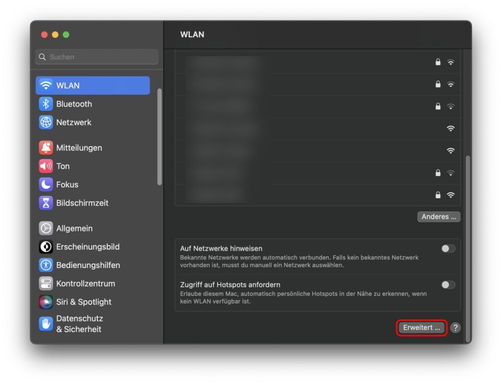 Bei WLAN-Problemen nach dem Upgrade auf eine neue macOS-Version können die erweiterten Einstellungen helfen.