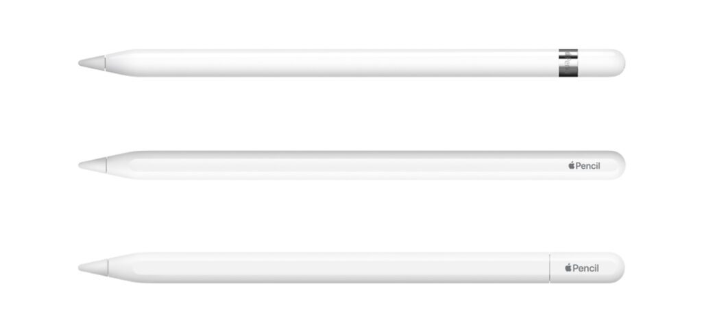 Nach der Vorstellung des USB-C-Modells (unten) ist eine Apple Pencil Kaufberatung mit dem Vergleich zur 1. Generation (oben) und zur 2. Generation (Mitte) angebracht. Hier findet ihr alle wichtigen Infos.