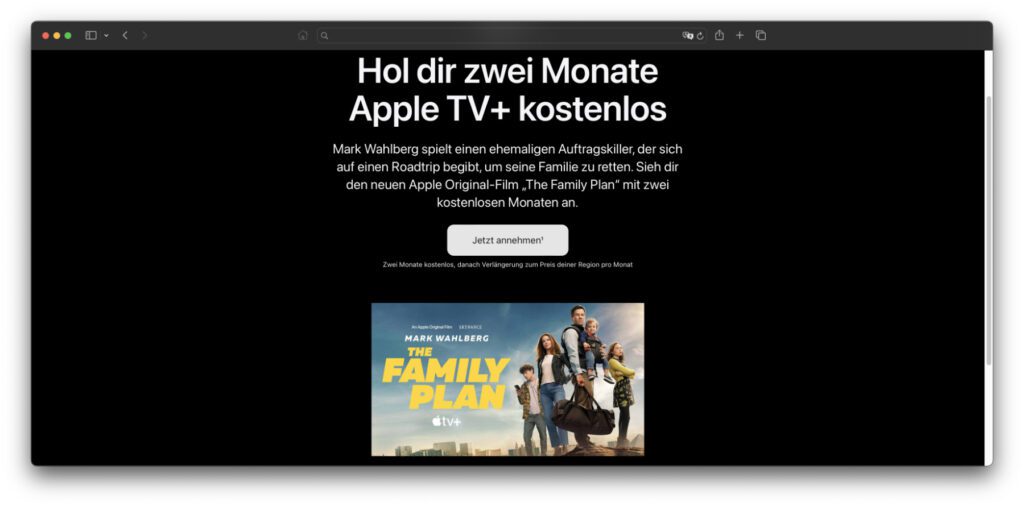 Um den neuen Film mit Mark Wahlberg zu bewerben, bietet Apple seinen Streamingdienst Apple TV+ zwei Monate kostenlos an. Hier findet ihr alle Infos zur Aktion sowie den Link zur entsprechenden Landingpage.