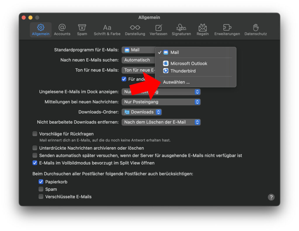 Nicht aufgelistete Programme könnt ihr über den letzten Punkt auswählen. Dieser führt euch zur Übersicht der am Mac installierten Apps. Dort könnt ihr auch Chrome auswählen.