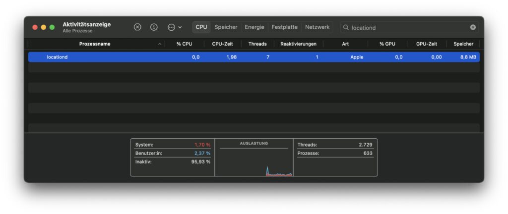 Am Apple Mac gibt es den locationd-Prozess, der ein regulärer Bestandteil von macOS ist. Was der Hintergrundprozess macht, das erfahrt ihr hier.