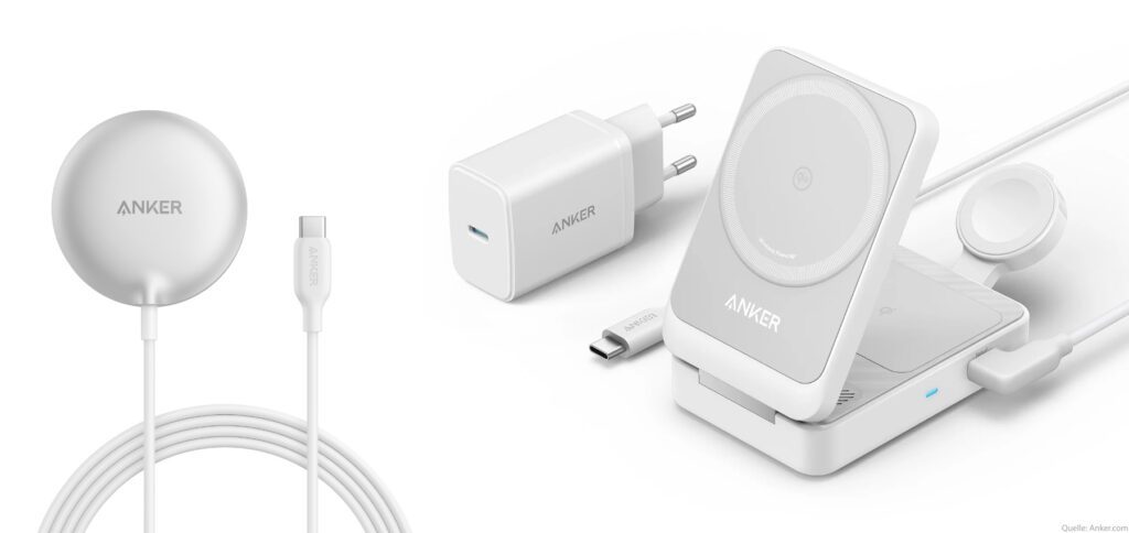 Hier findet ihr die aktuelle und zukünftige Auswahl der Anker MagGo Qi2-Ladegeräte, -Ladestationen und -Powerbanks. Diese laden kompatible iPhones mit bis zu 15W kabellos auf. Bilderquelle: Anker.com