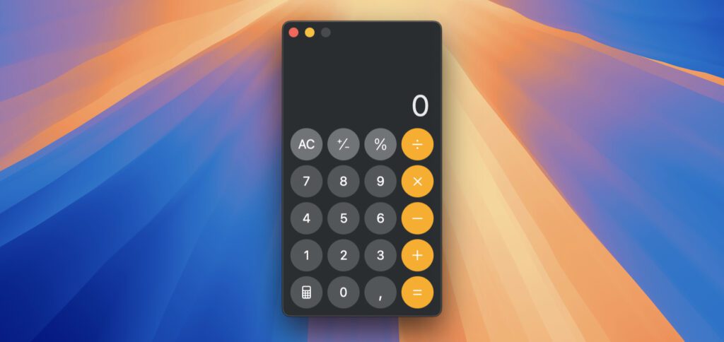 Das neue Design der Taschenrechner App in macOS 15 Sequoia am Apple Mac.