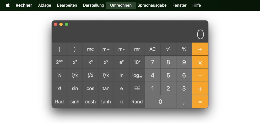 Zum Vergleich: Bis macOS 14 Sonoma musste für die Umrechnung von Einheiten die Menüleiste aufgesucht werden.