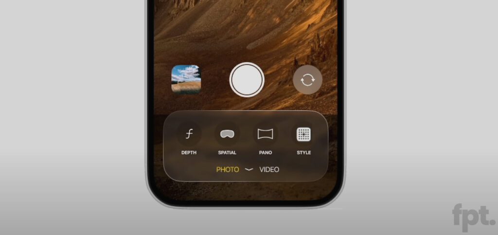 Die iPhone Kamera App soll ab iOS 19 ein neues Design bekommen. Dieses soll an visionOS erinnern. Bildquelle: YouTube / fpt.