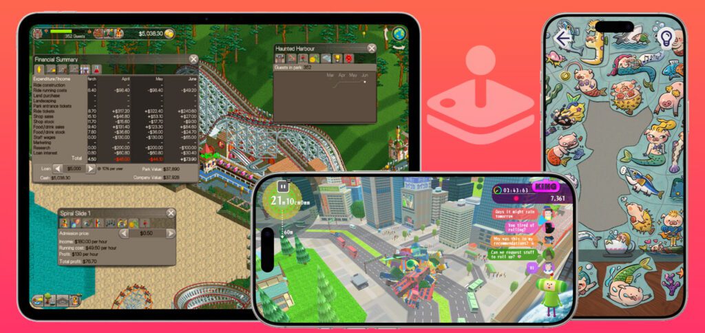 Apple Arcade bringt ab April 2025 ein paar echte Spiele-Klassiker mit: RollerCoaster Tycoon, Katamari, Space Invaders und mehr!