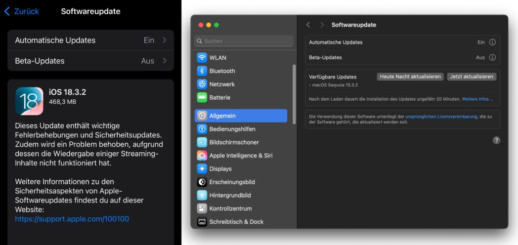Es gibt wichtige Updates für einige Apple-Betriebssysteme. Sie schließen WebKit-Sicherheitslücken und beseitigen Streaming-Fehler.