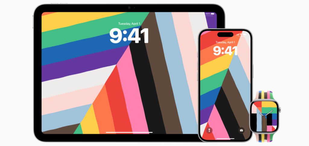 Apple Pride Collection 2025: Ein neues Watch-Armband, ein Zifferblatt und Hintergrundbilder.