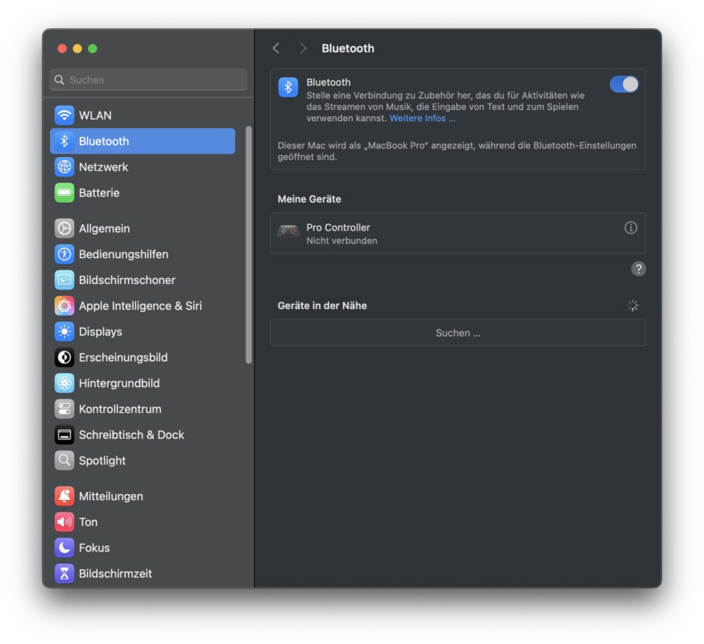 Die Bluetooth-Einstellungen unter macOS 15 Sequoia.