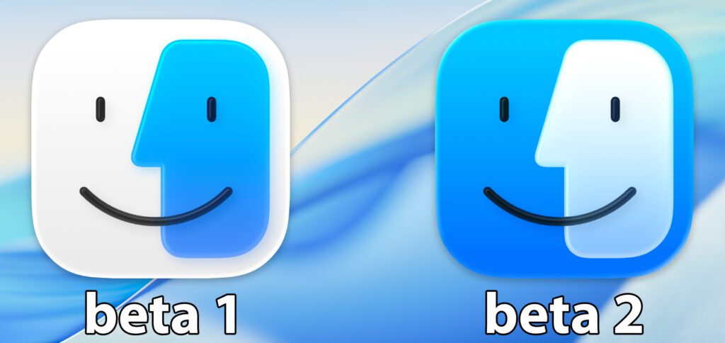 Die bisherigen Finder-Logos aus macOS 26 Tahoe.