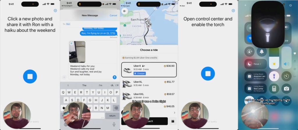 Die PhoneAgent-Demo zeigt die App-übergreifende Nutzung des Open-Source-Projekts am iPhone. Quelle: Rounak Jain / YouTube