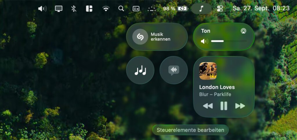Am Apple Mac ab macOS 26 Tahoe neue, individuelle Kontrollzentren auf der Menüleiste einrichten. Hier gibt es die Anleitung für eigene Steuerbereiche.