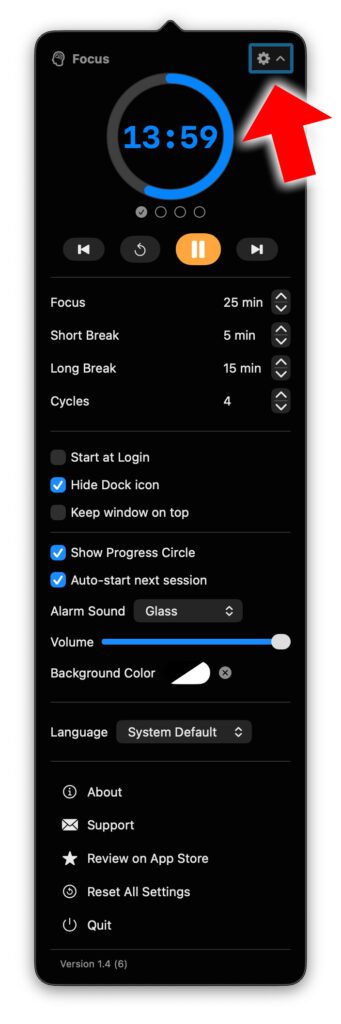 Die TimeMate Einstellungen sind übersichtlich und praktisch.