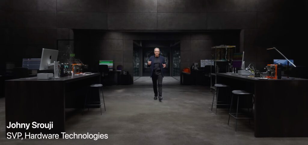 Johny Srouji bei seinem Auftritt während des Scary Fast Events im Oktober 2023. Quelle: Apple / YouTube