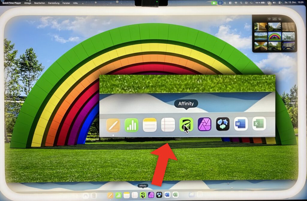 Wird der Mauscursor in den Bereich des Edge Light geführt, wird dieses transparent und man kann mit den darunterliegenden Objekten interagieren.