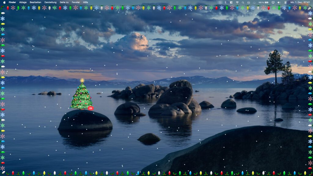 Christmas Tree in Kombination mit MacLampsX: Kostenlose Apps, die den Apple Mac weihnachtlich machen.
