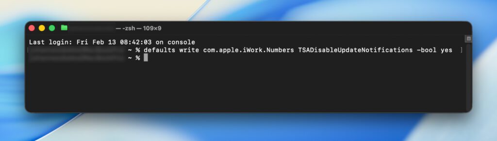 Über das Mac-Terminal den iWork Update-Hinweis abschalten, den Apple ab der Version 14.5 täglich anzeigt (wenn man Pages-, Keynote- oder Numbers-Dokumente öffnet).